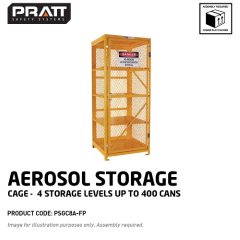 PRATT AEROSOL CAGE 4 STORAGE LEVELS UP TO 400 CANS. FLAT PACKED